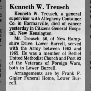 Obituary for Kenneth W. Treusch