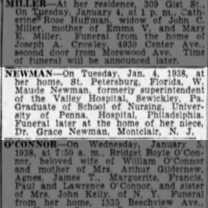Obituary for W. Maude NEWMAN